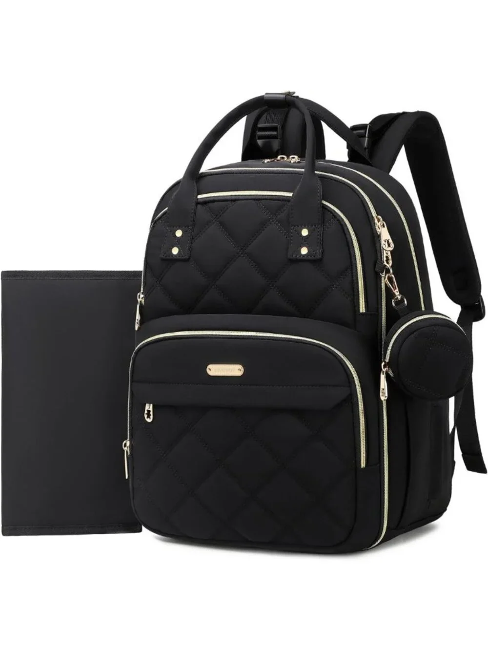 Stylish Large Diaper Bag Backpack with Changing Pad, Insulated Wet/Dry Pocket